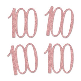 Rose Gold 100 Cut-Out Numbers, 100th Glitter Birthday Party Anniversary Decorations DIY Essentials