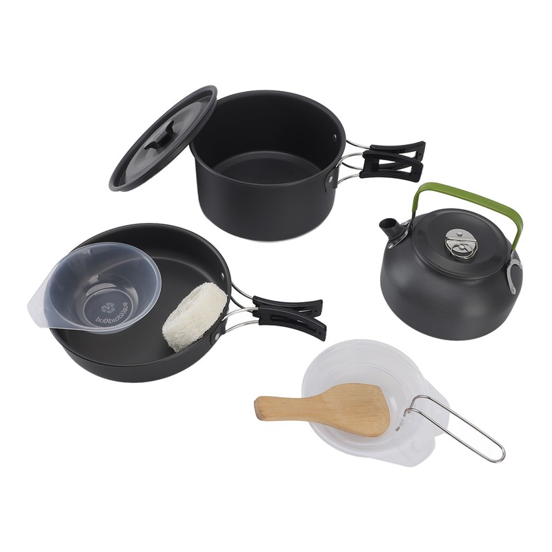 Camping Cookware Portable Nonstick Pot and Pan Set with Kettle