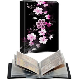 BEOTIWAD Photo Album 5x3.5" 80 Photos Pockets PU Leather Cover Photo Albums with Inner Transparent Pockets and Elastic Band Design for Family Anniversary Wedding Baby Pets,Pink White Flower