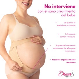 For Moms Fajas para Embarazadas Faja Maternidad Faja para Embarazo Soporte Maternal para El Vientre Protege La Espalda Tela Extra Suave Multilinea Color Nude (EG)