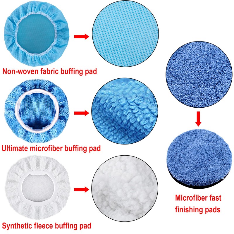 SIQUK 17 Pieces 7 Inch Buffing Pads Foam Polishing Pad