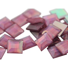Allstarco KraftGenius 12mm Flat Back Square Acrylic Rhinestones for Jewelry Making and Garment Costume Cosplay Embelishments - 40 Pieces (Pink Rose AB)