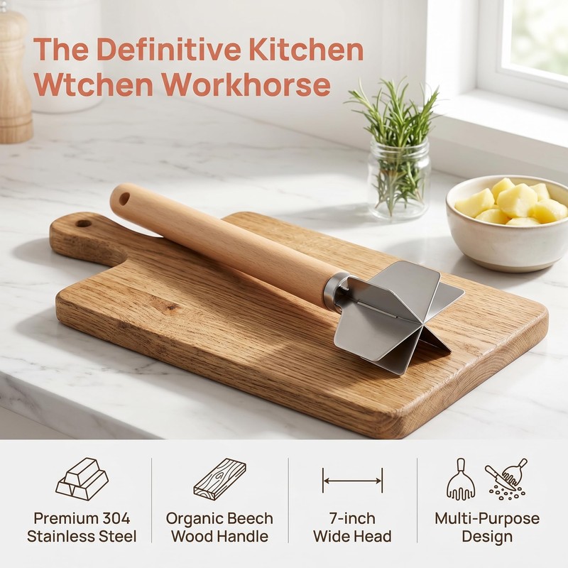 AOYYUBK Meat Chopper Stainless Steel, 6-Blade Ground Beef Masher with