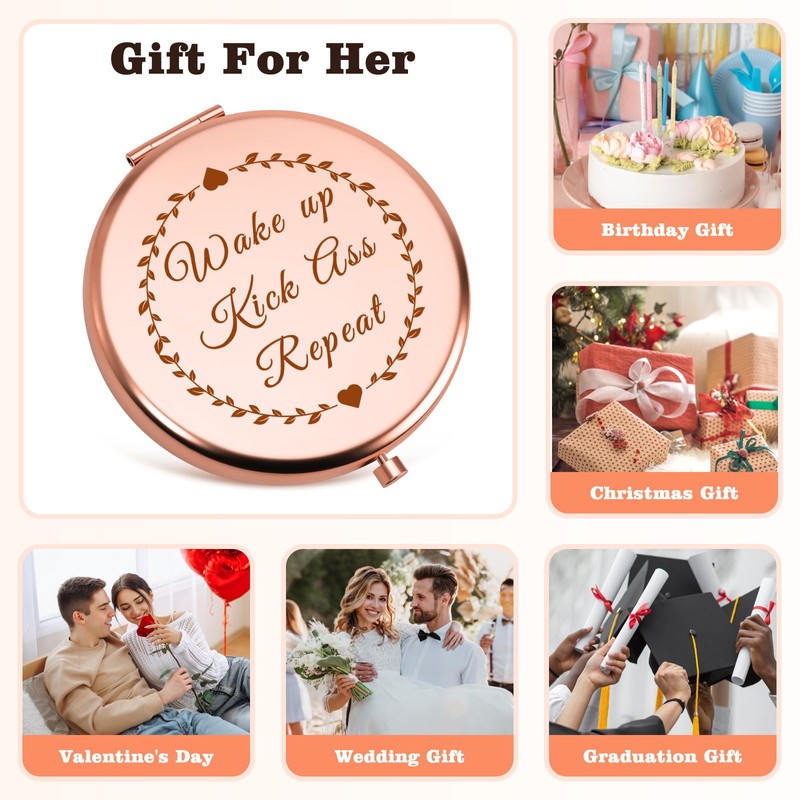 Inspirational Gifts for Women Compact Makeup Mirror Funny Friendship Gift