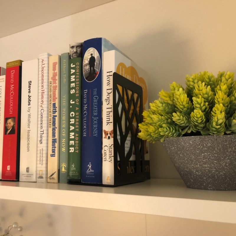Gentpovth Pack of 2 Black Metal Bookends, Book Holder, Reading
