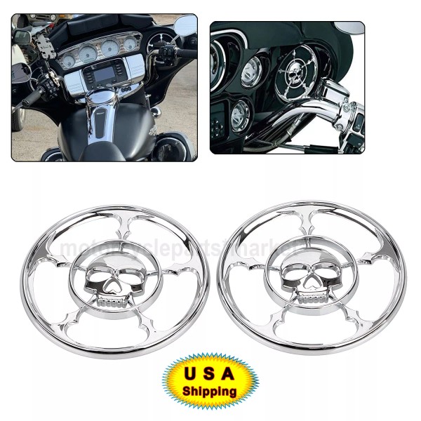 Unbranded 4-1/2" Speaker Trim Grill Cover Chrome For Harley Touring