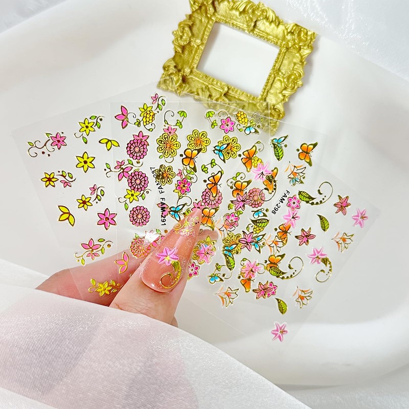 30 Sheets Flower Nail Art Stickers Decals Spring Floral Nail