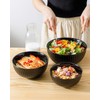 Hasense Porcelain Mixing Bowls of 3, Large Ribbed Black Bowls