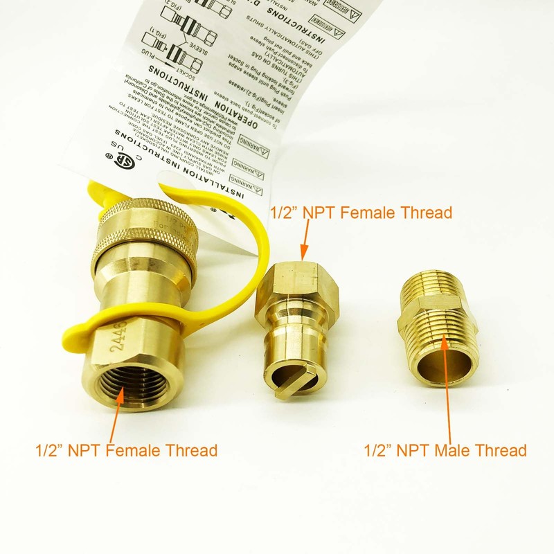 GRILLJOB 1/2" Gas Quick Connect Kit, Disconnect Connector with Female