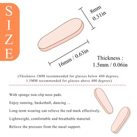 Soft Foam Nose Pads Self Adhesive Non-Slip Eyeglass Nose Pads, Thick Nosepads for Eyeglasses Sunglasses Glasses,8 Pairs,1.5MM Black and Nude