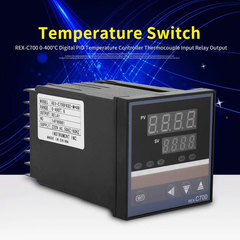 Digital Thermostat, 220V Digital Temperature Controller Digital PID 0-400 REX-C700