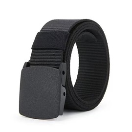 ABBROLUX Men's Nylon Belt, For Work, Lightweight, Durable, Plastic Buckle, Fabric, Students, Black, Easy to Coordinate, Perfect for Work Clothes, Uniform, Comfortable to Wear for Long Times, Unisex