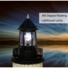 LIFTATAPA LED Solar Powered Lighthouse, 360 Degree Rotating Lighthouse Lamp,
