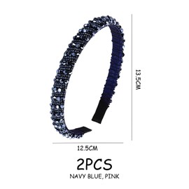 Pack of 2 Women's Headbands, Glitter Crystal Headbands, Pearl Headbands, Elegant Women's Headbands, Fashionable Headbands, Dress Headbands, Rhinestone Headbands