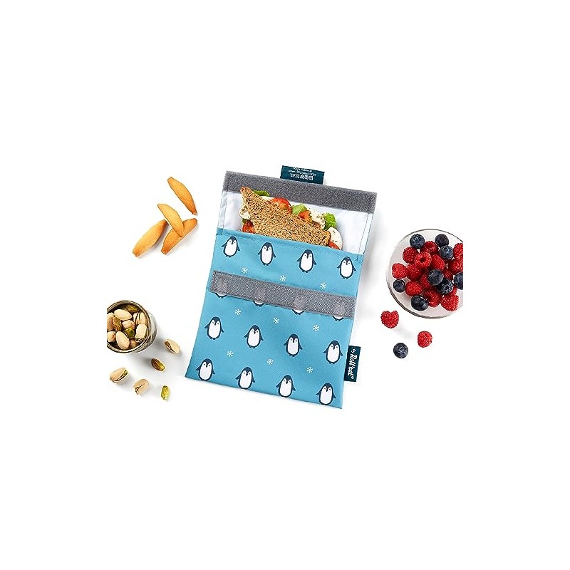 Roll'eat Snack'n'Go Animals Reusable Sandwich Holder, Eco-Friendly, BPA Free, Penguin