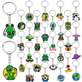 Pabucle Cute Keychains Bulk,30 PCS Different Alien Key Chain Accessories for Keys Backpack Bag Charm Space Out Gifts for Party Favors