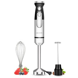 Amateys Immersion Blender Handheld,700W Hand Mixer Infinitely Variable Speeds,Multi-function Stainless Steel Stick Electric Kitchen Smoothie Blender with Detachable Whisk, Milk Frother,for Soup Puree