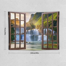ZhiRain Waterfall Landscape Tapestry Wall Hanging Natural Forest with Beautiful Waterfalls Lake Scenery Tapestries Home Decor for Living Room Bedroom Apartment Farmhouse Dorm 30"x40"