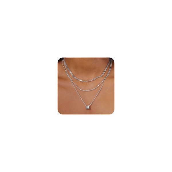 MOROTOLE Silver Necklaces for Women Choker Necklace Layered Necklaces for