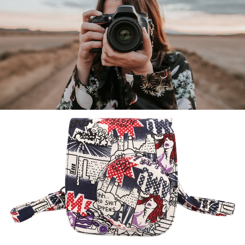 Instant Camera Case Comic Style PU Leather Protective Storage Bag