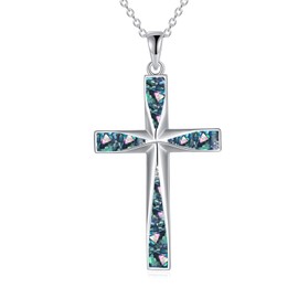ONEFINITY Cross Chain 925 Sterling Silver Origami Cross Pendant Necklace Religious Jewellery Gifts for Men and Women, Sterling Silver, No Gemstone