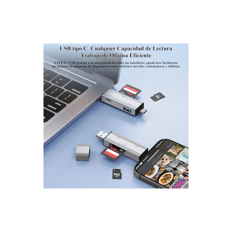 4 en 2 Lector de Tarjetas USB C y USB