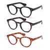 AMOMOMA 3 Pack Classic Round Reading Glasses for Women Men,Retro