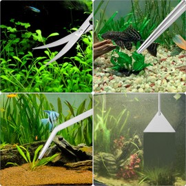 QWORK® 4 in 1 Aquarium Aquascape Tool Set, Aquarium Cleaning Kit, Stainless Steel Scissors Tweezers Spatula Set for Aquariums and Fish Tanks