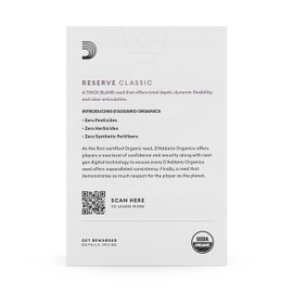 D'Addario Organisch Classic Bb Klarinettenblätter - Rohrblätter für Klarinette - Das erste und einzige Bio-Schilfrohr - 2.0 Stärke, 10 Packung