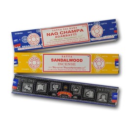 Aromatic Incense Bundle x 3 | Satya SuperHit + Nag Champa + Sandalwood | Aromatherapy with Natural Frankincense | Incense Sticks | 3 Boxes of 15 grams