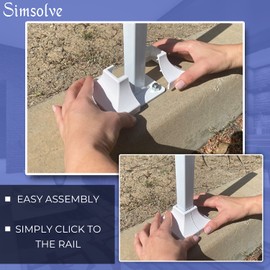 Simshoe Deck Post Base Cover – Durable, Snap-Together Shoe Base Instantly Transforms Hand & Stair Rail Feet – Porch, Stair & Deck Brackets Cover – UV-Resistant ABS Plastic (White)