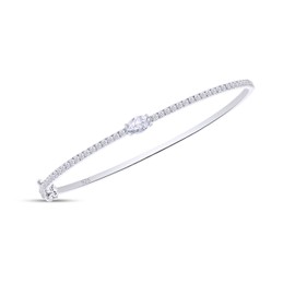 1 4/9 Carat Marquise & Round Cut Lab Created Moissanite Diamond Tennis Bangle Bracelet For Women In 14K White Gold Over Sterling Silver Size : 7 Inch, (VVS1 Clarity, 1.45 Cttw)