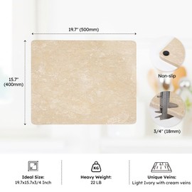 Diflart Natural Marble Cutting Board for Kitchen, 16x20 Inch, Cream Beige, Marble Stone Pastry Slab Large with Non-Slip Feet for Cheese, Charcuterie, Dough, Chocolate, Pack of 1 Pcs