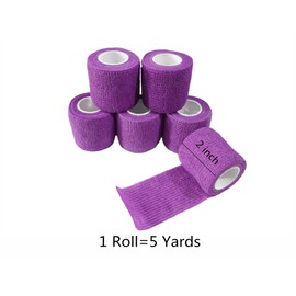 Transun Moo 6 Pack 2" x 5 Yards Self Adhesive Bandage Wrap Breathable Cohesive Vet Wrap for Pets, Elastic Self-Adherent Tape for Sports, Wrist, Ankle ( Purple)