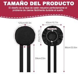 2 Pzs Gorro de Dormir de Satén,Gorro de Dormir de Seda Suave,Adecuado para Cabello Rizado,Liso,Largo y Corto,Transpirable,Diadema Ancha Ajustable,Negr
