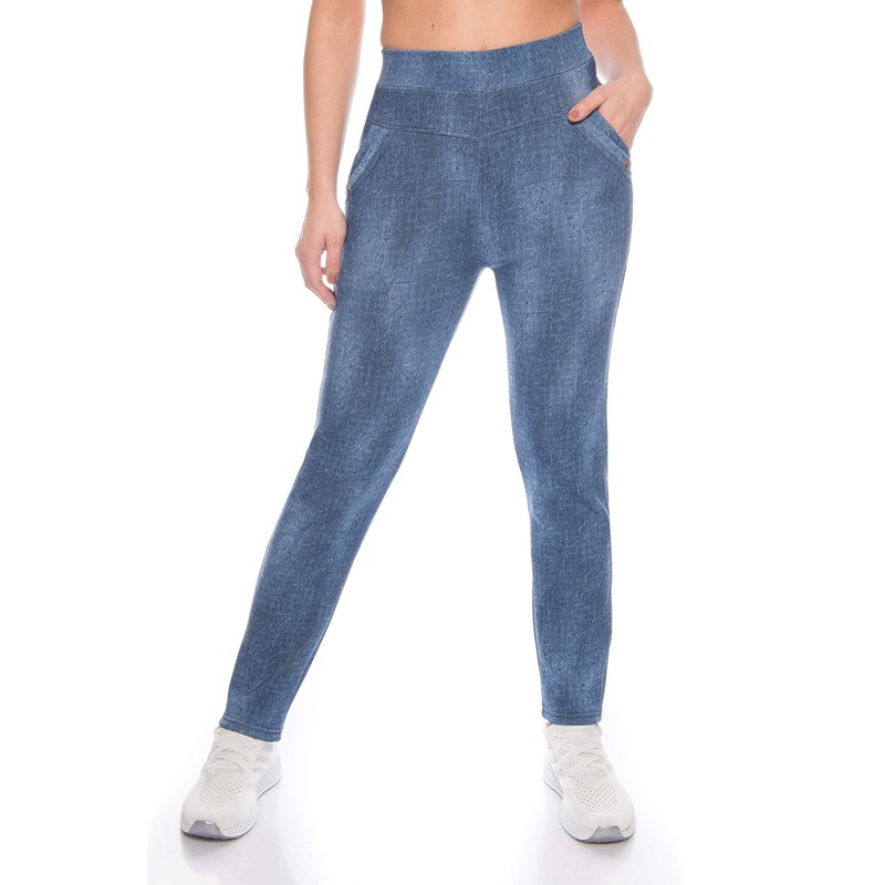 Kendindza Ladies’ Thermal Leggings, Jeans-Look Lined with Inner Fleece, Basic