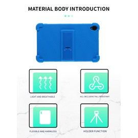 Case for Topsand M8 2025 Android 15 Tablet 8 inch，WUNIAK Shock Proof Lightweight Stand Rubber Shell Protective Cover,Kids Friendly Soft Silicone Adjustable Stand Cover，Blue