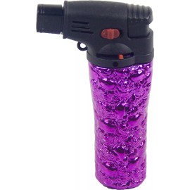 Ever Tech Jumbo 4.3" Jet Torch Gun Lighter Refillable Lockable Adjustable Engraved Skull s - Gold