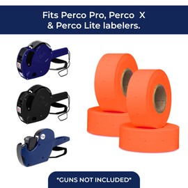 Perco 1 Line Fluorescent Red Labels - 1 Sleeve, 8,000 Blank Pricing Labels for Perco 1 Line Price and Date Guns