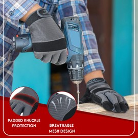 HANDLANDY Work Gloves Women Men Safety Gloves with Handle for Warehouse Construction, Garden, Yard and Outdoor Activities Handle Black L (Pack of 1)