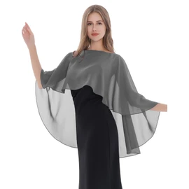 Baoqiya - Chales y envolturas capelet para mujer, para vestidos de noche, suave, para dama de honor, chal de gasa, Gris oscuro, Talla única