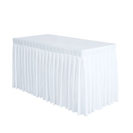 Surmente Tablecloth 14 ft Polyester Table Skirt for Weddings, Banquets, or Restaurants(White，10 Pack) … …