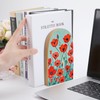 Wood Bookends Decorative Bookshelf Poppy Flowers Print Heavy Duty Wooden