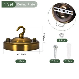 YOKIVE 1 Pcs Light Canopy Kit, Chandelier Ceiling Plate with Hook Fixing Light Accessory Great for Home Office (Gold Bronze, 4.1x2.56-Inch)
