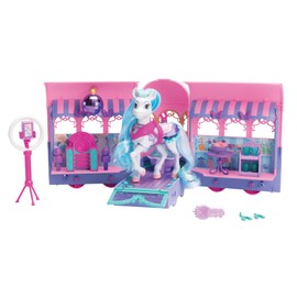 Wild Manes Horse Toys Perla's Clubhouse Trailer Playset with Perla Horse Doll Figure, with Over 25 Interactive Features