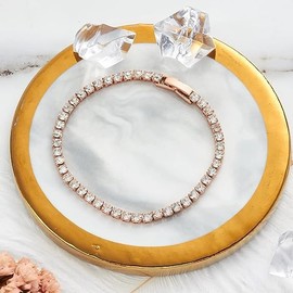 BSLVWG 4 mm Women's Bracelet, Sterling Silver Tennis Bracelet for Women, S925 Adjustable Bracelet, Zircon Bracelet, Friend Bracelet, Gift for Mum, Sterling Silver