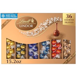 Lindt - Lindor Deluxe - Caja de regalo de trufas de chocolate surtidas, 15.2 onzas, tamaño completo - blanco - Top Quality