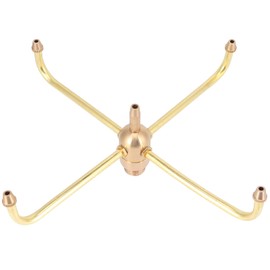 Uxsiya Rotating Fountain Nozzles, Animated Swirling Sprinkler for Hotel Fountains and More, Brass, Multi Port Valve, 4 Ports, G1/2 Inlet & Outlet, Brown