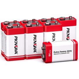 PKNOVA 9V Batteries Carbon 9 Volt Battery for Smoke Detector 6F22 Square Battery, Long-Lasting, 8 Pack