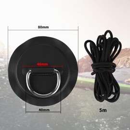 efuturetime 6 x D-Ring Pad Patch PVC Diameter 8 cm with 5 m Elastic Band, Black